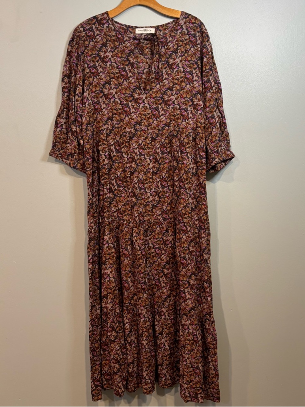 NATURAL LIFE Medium Brown Floral Tiered Maxi Dress - Picture 2 of 12